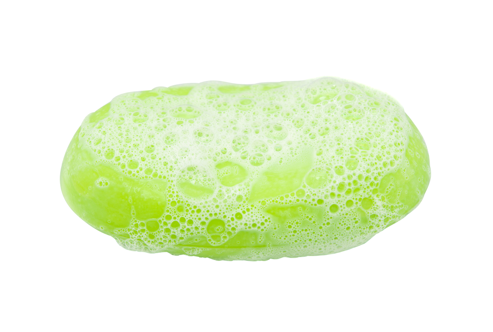 jabon verde con espuma